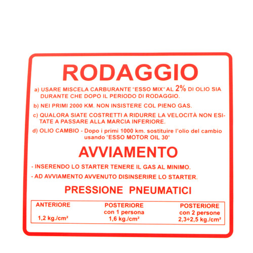 Adesivo rodaggio ricambio - adesivo,
