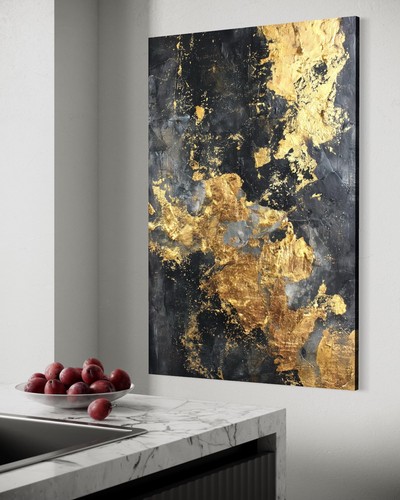 Quadro astratto oro nero