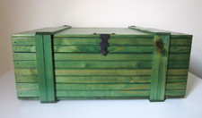 Scatola in Legno-Baule-Chiusura-Contenitore Multiuso-Cassetta-Forziere-Verde