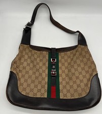Borsa a tracolla Gucci VINTAGE Jackie marrone bordo pelle GG stampa monogramma 