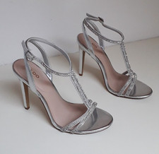 ALDO sandali con tacco argento a specchio n. 38/39 Dovyan strass scarpe pelle