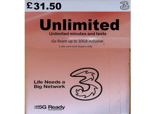 Sim card illimitata tre - tre, uk