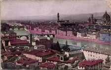 Firenze Italia Città Veduta Aerea San Minato Piazza Vecchio Fiume 1910 Cartolina
