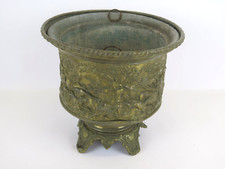 VASO ANTICO CACHE POT IN RAME LAVORATO A SBALZO PORTAVASO COPRIVASO b13
