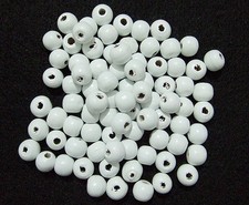  50pz perline in legno  tondo 10x9mm  colore bianco bijoux