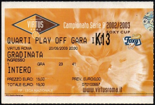 Ticket virtus roma - roma, napoli