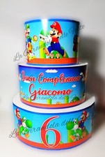 Torta SUPER MARIO 3piani Scenografica personalizzata Polistirolo Finta LUIGI