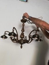 Lampadario 5 Luci in Bronzo corredato da 5 vetri per lampade 