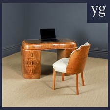 Tavolo scrivania ufficio scrittoio antico inglese art deco forma nuvola noce piedistallo