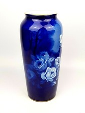 MEISSEN MANIFAKTUR PORCELAIN VASO Porcellana Dresda Porta Fiori Decoro Blu 30 cm