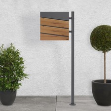 Cassetta postale antracite effetto legno supporto piedistallo acciaio verniciato