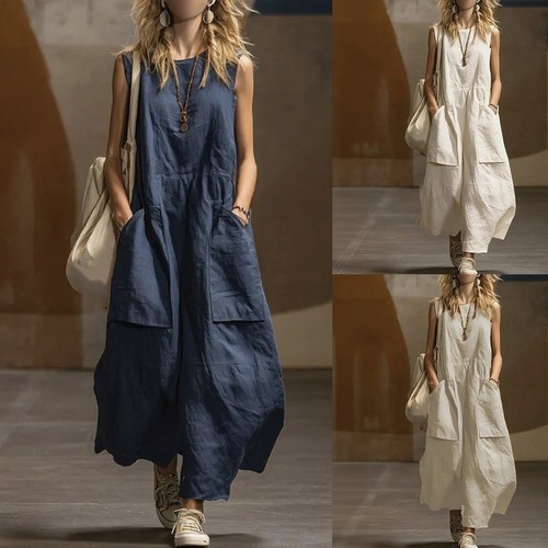 Maxi abito lino dettagli - maxi,