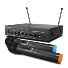 Set Sistema Mixer Microfono Karaoke Portatile con Doppio Microfono Wireless UHF In.