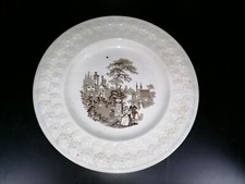 Antico piatto in porcellana bianca ricami floreali diametro 24 cm