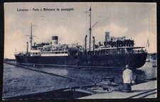 ac7163 - CARTOLINA D'EPOCA - Livorno Città - Porto e Motonave da passeggeri 1941