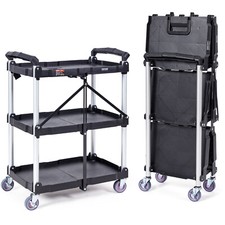 VEVOR Carrello Multiuso Carrello a Mano 3 Ripiani Carico max. 74,8kg Ruote 360°