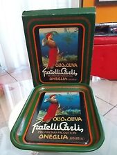 Rarissimo Vassoio pubblicitario Fratelli Carli Olio d'oliva Oneglia Liguria +box