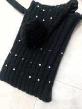 Borsa borsetta acrilico effetto lana nera pon pon made in china  tracolla strass