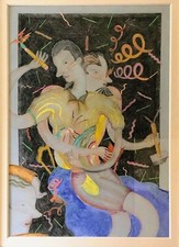 ALINARI LUCA - Senza titolo (Gli amici) - Tecnica mista su tela