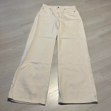 Jeans H&M donna 14 denim bianco elasticizzato lunghezza intera gamba larga vita alta hipster