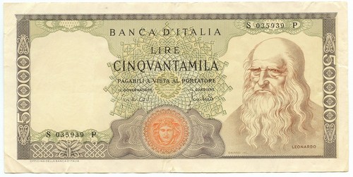 50000 lire banca italia - lire, d'italia