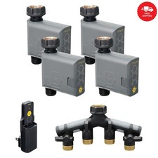21207 B-hyve Gen 2 Smart Timer Irrigazione Tubo, Confezione da 4 con Hub Wi-Fi e Tubo Y S