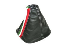 Cuffia leva cambio adatta a Fiat grande Punto Evo in vera pelle nera + tricolore