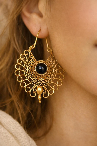 Orecchini boho ottone - orecchini, boho/ottone/pietra