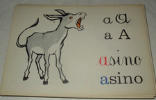 TAVOLA  A DI ASINO CM. 23,00 x 32,50 ALFABETIERE ILLUSTRATO ORIGINALE VINTAGE