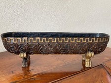 Antica vaschetta contenitore scolpita legno 700 blocco unico piedi zampa leone