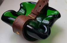 Posacenere Vetro e pelle Murano Design Verde Svuota Tasche Modernariato 1969 