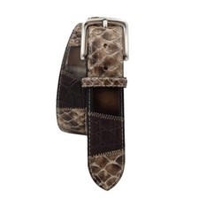 Cintura 4 cm in coccodrillo , Pitone e cuoio anticato con fibbia in ottone