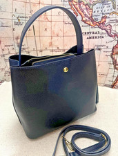 Borsa secchiello ragazza donna vera pelle blu scuro SPECIAL PRICE