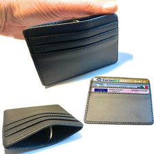 Porta carte di credito da uomo in pelle nera portafoglio slim piccolo tessere 