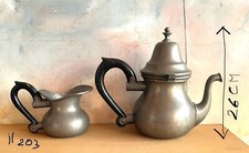 Coppia Teiera brocca Grigia in peltro Servizio Da Tavola Vintage The