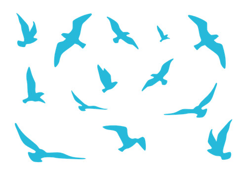 Stencil flying birds - flying, ---