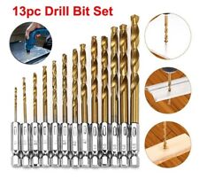 SET 13 PUNTE X TRAPANO IN ACCIAIO HSS RIVESTIMENTO IN TITANIO X METALLO -ESAGONO