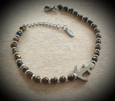 Bracciale Braccialetto unisex - Ancora - piete dure - occhio tigre - Idea regalo