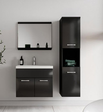 Set Bagbo mobile sospeso con lavabo Specchio E Colonna (rubinetto Non Incluso).