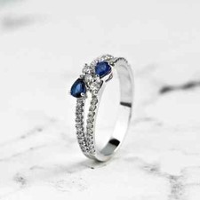 2.85 Ct Pear Natural Sapphire & Diamond Engagement Ring Solid 14k White Gold