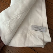 Runner da tavolo shabby chic 100% lino bianco 72x15 classico cuciture minimaliste