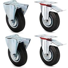 4 RUOTE PER CARRELLI 2 CON FRENO e 2 SENZA 76 mm Portata 200 KG NERE[446-451]