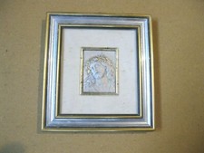 quadro quadretto su lastra di argento 925 GESU' CRISTO cornice luce 10X9 circa