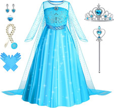 Elsa Vestito Set - Costume Elsa Anna Frozen Bambina Principessa Con Corona Bacch