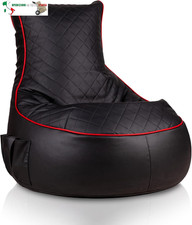 Poltrona Sacco Puf Pouf Con Schienale Alto Ecopelle Pieno (Gaming Nero Rosso, L)