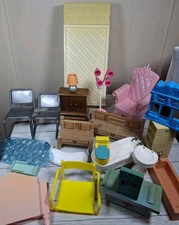 Lotto mobili Barbie vintage Mattel 1978 1982 1994 Meritus 1984 casa delle bambole 20+ 