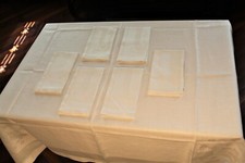 ANTICA TOVAGLIA IN LINO DI FIANDRA TESSUTA A MANO SU TELAIO  CON TOVAGLIOLI