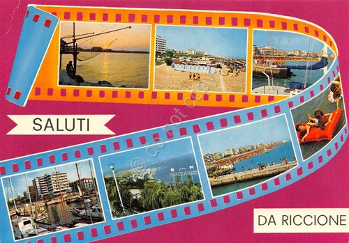 Cartolina riccione vedute - riccione,