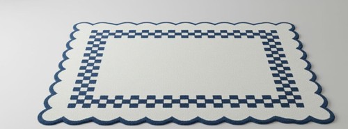 Tappeto blu con bordo - , a
