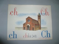 Abecedario a Parete VINTAGE SCUOLA Elementare lettera Ch chiesa
